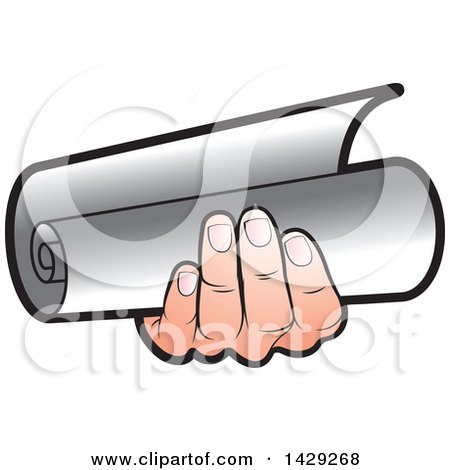 Clipart of a Hand Holding a Scroll - Royalty Free Vector Illustration by Lal Perera