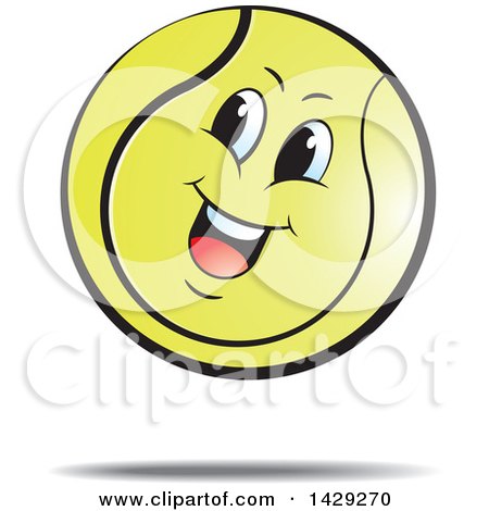 Clipart of a Happy Bouncing Tennis Ball - Royalty Free Vector Illustration by Lal Perera