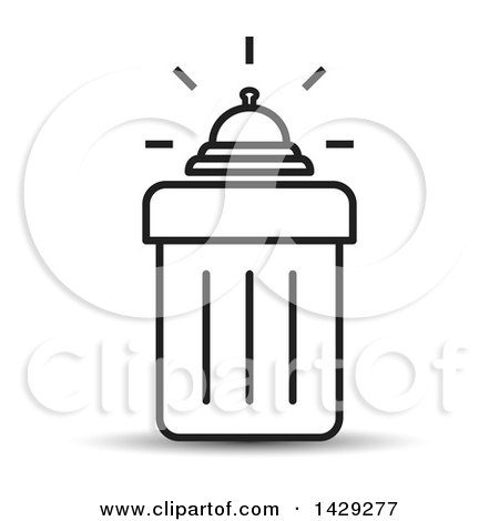 Clipart of a Black and White Bell on a Trash Can - Royalty Free Vector Illustration by Lal Perera