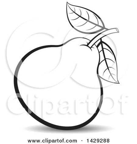 Clipart of a Black and White Pear - Royalty Free Vector Illustration by Lal Perera
