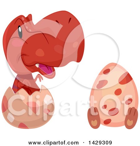 Clipart of Cute T Rex Dinosaurs Hatching - Royalty Free Vector Illustration by BNP Design Studio