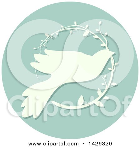 Clipart of a Peace Dove with an Olive Branch Icon - Royalty Free Vector Illustration by BNP Design Studio