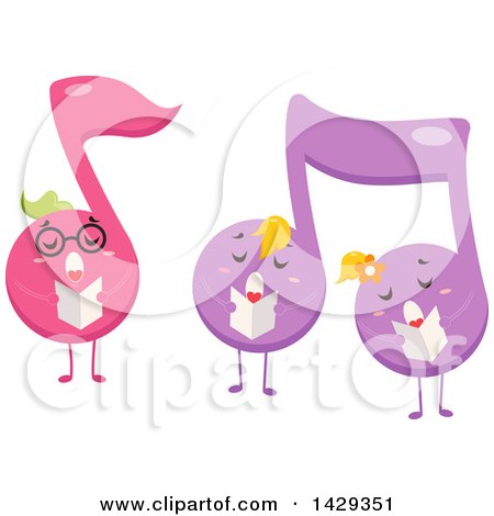 Clipart of a Group of Music Note Mascots Singing - Royalty Free Vector Illustration by BNP Design Studio