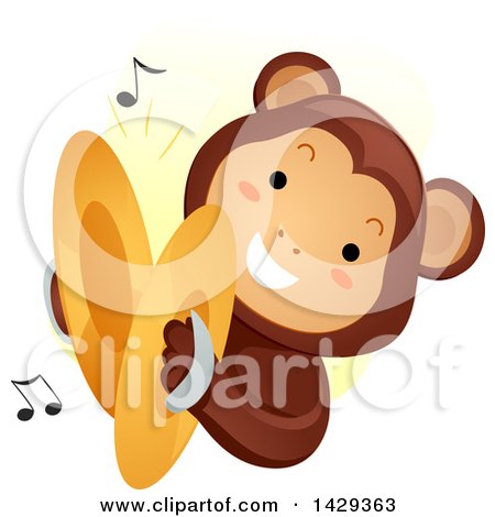 Clipart of a Monkey Playing Cymbals - Royalty Free Vector Illustration by BNP Design Studio