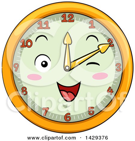 Clipart of a Happy Clock Character Showing 2 - Royalty Free Vector Illustration by BNP Design Studio