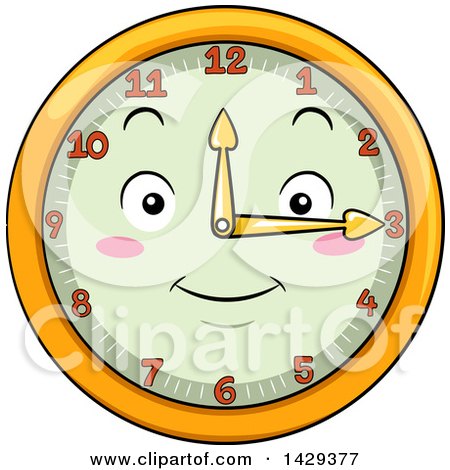 Clipart of a Happy Clock Character Showing 3 - Royalty Free Vector Illustration by BNP Design Studio