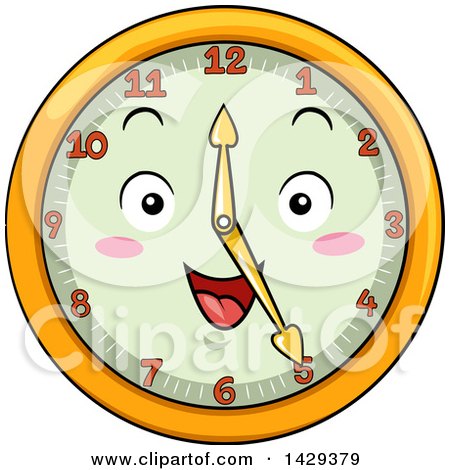Clipart of a Happy Clock Character Showing 5 - Royalty Free Vector Illustration by BNP Design Studio