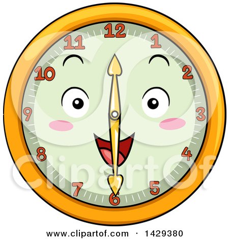 Clipart of a Happy Clock Character Showing 6 - Royalty Free Vector Illustration by BNP Design Studio
