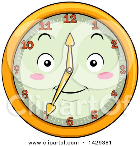 Clipart of a Happy Clock Character Showing 7 - Royalty Free Vector Illustration by BNP Design Studio
