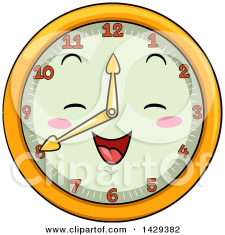 Clipart of a Happy Clock Character Showing 8 - Royalty Free Vector Illustration by BNP Design Studio