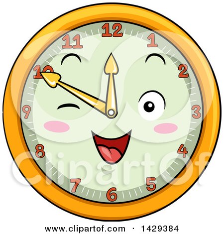 Clipart of a Happy Clock Character Showing 10 - Royalty Free Vector Illustration by BNP Design Studio
