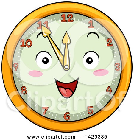Clipart of a Happy Clock Character Showing 11 - Royalty Free Vector Illustration by BNP Design Studio