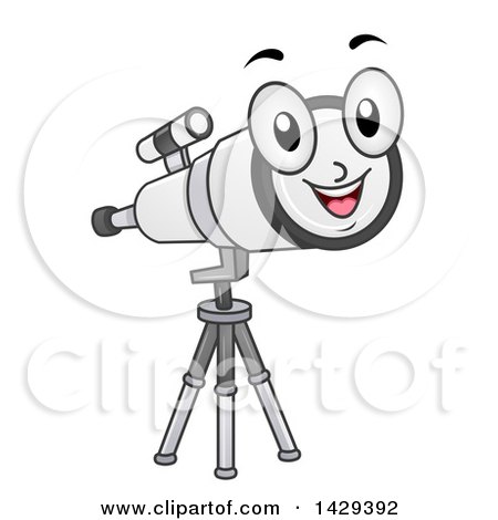 Clipart of a Happy Telescope Mascot on a Tripod - Royalty Free Vector Illustration by BNP Design Studio