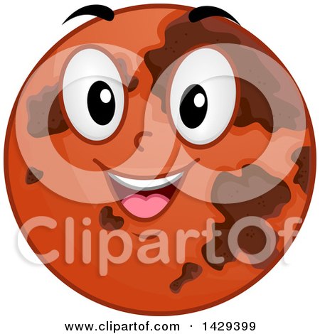 Clipart of a Cartoon Happy Planet Mars Mascot - Royalty Free Vector Illustration by BNP Design Studio