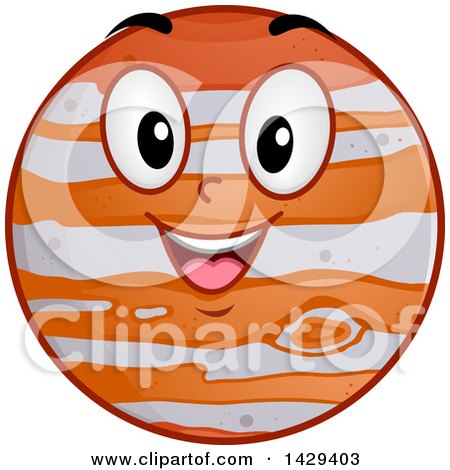 Clipart of a Cartoon Happy Planet Jupiter Mascot - Royalty Free Vector Illustration by BNP Design Studio