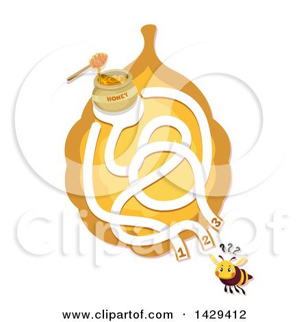 Clipart of a Bee and Honey Maze - Royalty Free Vector Illustration by BNP Design Studio