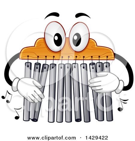 Clipart of a Mark Tree Instrument Playing Its Chimes - Royalty Free Vector Illustration by BNP Design Studio