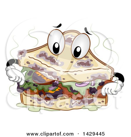 Clipart of a Stinky Spoiled Sandwich Mascot - Royalty Free Vector Illustration by BNP Design Studio