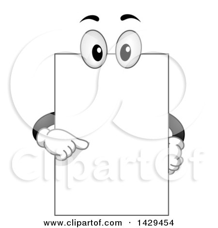 Clipart of a Cartoon Blank Board Mascot Pointing - Royalty Free Vector Illustration by BNP Design Studio
