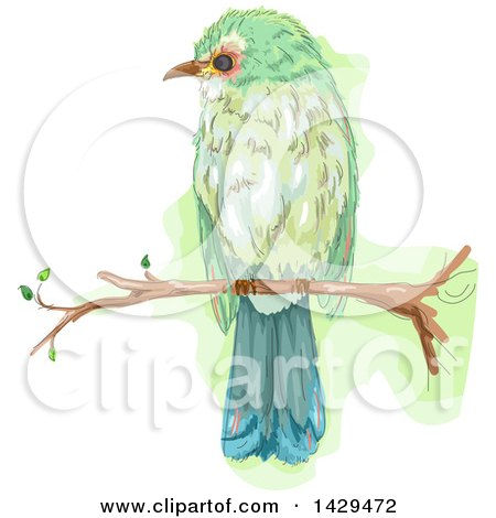 Clipart of a Bird on a Branch - Royalty Free Vector Illustration by BNP Design Studio