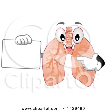 Clipart of a Pair of Human Lungs Mascot Holding a Sign - Royalty Free Vector Illustration by BNP Design Studio