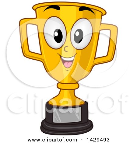 Clipart of a Happy Gold Trophy Cup - Royalty Free Vector Illustration by BNP Design Studio