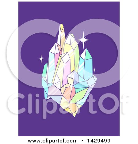Clipart of Colorful Crystals on Purple - Royalty Free Vector Illustration by BNP Design Studio