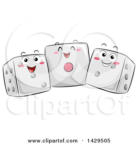 Clipart of a Trio of Happy Dice Mascots - Royalty Free Vector Illustration by BNP Design Studio