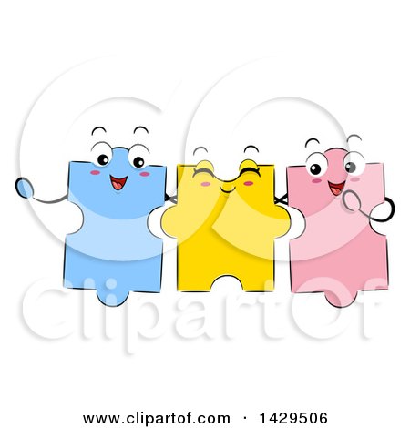 Clipart of a Group of Puzzle Piece Mascots - Royalty Free Vector Illustration by BNP Design Studio