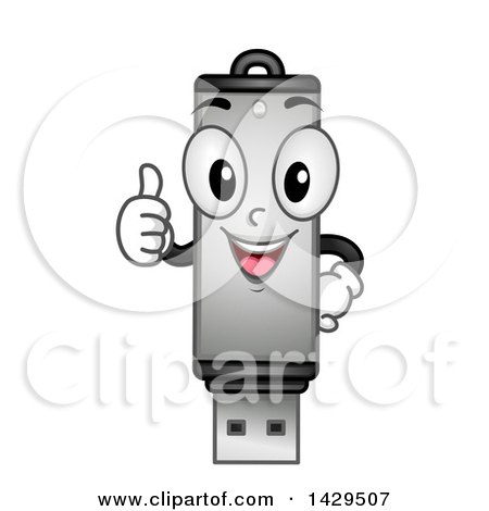 Clipart of a Usb Flash Drive Mascot Giving a Thumb up - Royalty Free Vector Illustration by BNP Design Studio