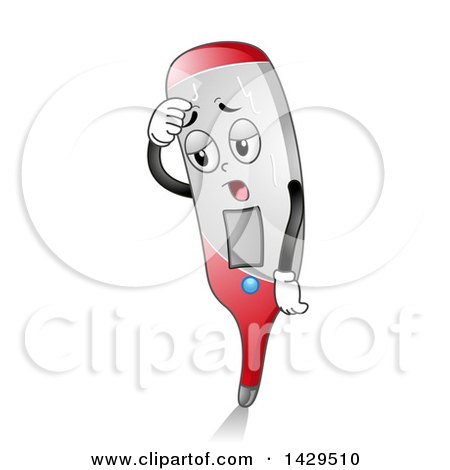 Clipart of a Hot Sweating Thermometer Mascot - Royalty Free Vector Illustration by BNP Design Studio