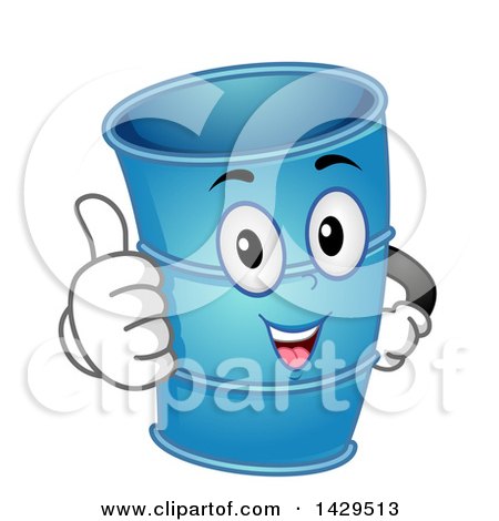 Clipart of a Blue Drum Container Mascot Giving a Thumb up - Royalty Free Vector Illustration by BNP Design Studio