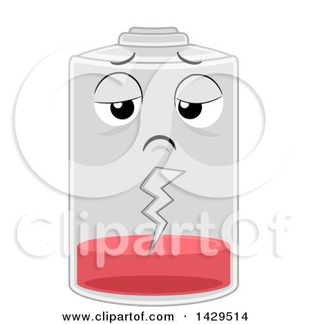 Clipart of a Depleted Battery Character - Royalty Free Vector Illustration by BNP Design Studio