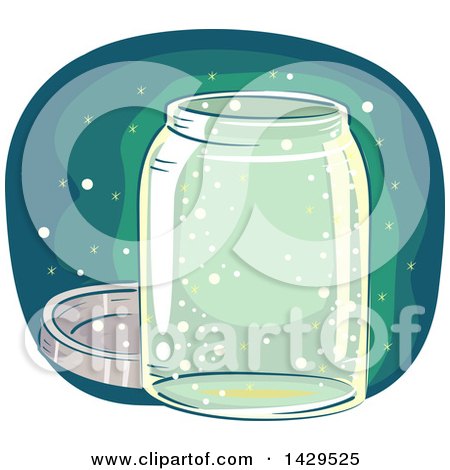 Clipart of a Glass Jar with Fireflies - Royalty Free Vector Illustration by BNP Design Studio