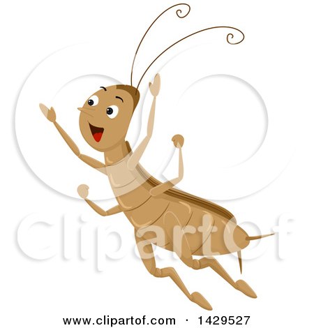 Clipart of a Happy Cricket Jumping - Royalty Free Vector Illustration by BNP Design Studio