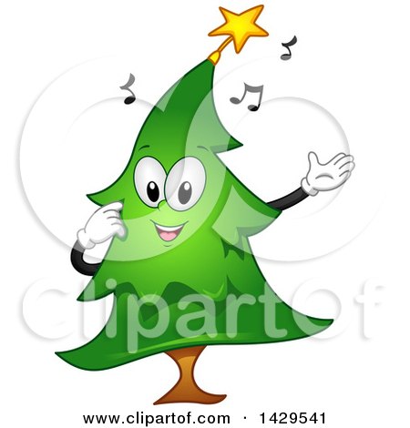 Clipart of a Singing Christmas Tree - Royalty Free Vector Illustration by BNP Design Studio