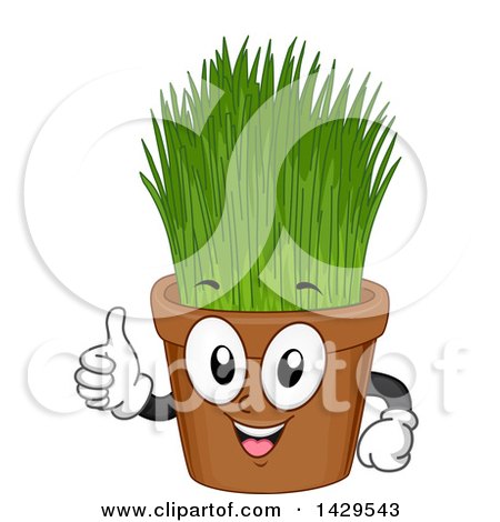 Clipart of a Potted Wheatgrass Mascot - Royalty Free Vector Illustration by BNP Design Studio