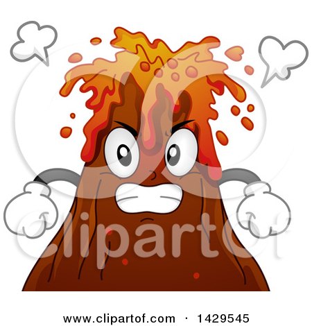 Clipart of a Furious Erupting Volcano Mascot - Royalty Free Vector Illustration by BNP Design Studio