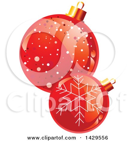 Clipart of Shiny Red Christmas Bauble Ornaments - Royalty Free Vector Illustration by Pushkin