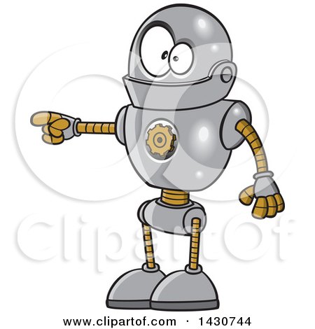 Clipart of a Cartoon Goofy Robot Doing the Pull My Finger Joke - Royalty Free Vector Illustration by toonaday