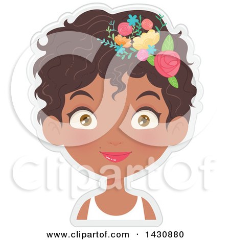 Clipart of a Happy Girl with Flowers in Her Hair - Royalty Free Vector Illustration by Melisende Vector