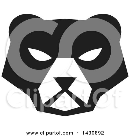 Clipart of a Black and White Retro American Black Bear Face - Royalty Free Vector Illustration by patrimonio