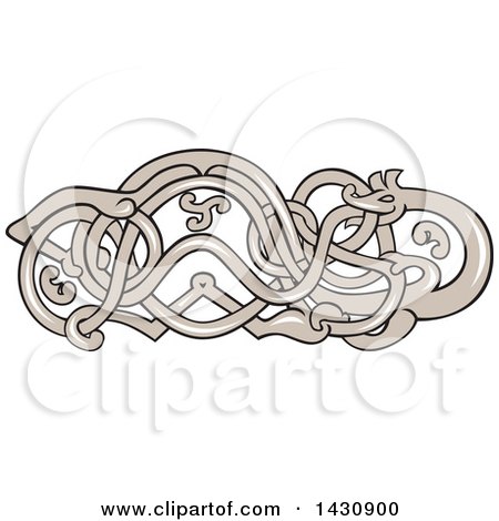 Clipart of a Retro Urnes Snake Design - Royalty Free Vector Illustration by patrimonio