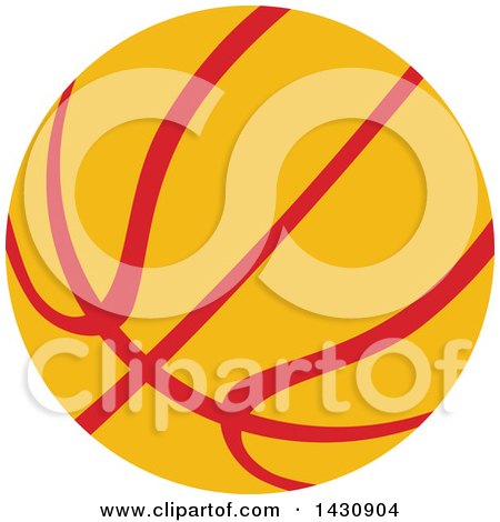 Clipart of a Red and Yellow Basketball - Royalty Free Vector Illustration by patrimonio