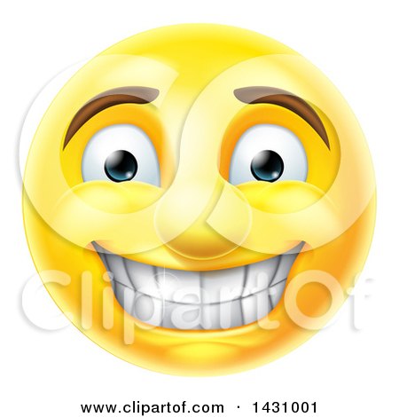 Clipart of a Cartoon Grinning Yellow Smiley Face Emoji Emoticon - Royalty Free Vector Illustration by AtStockIllustration