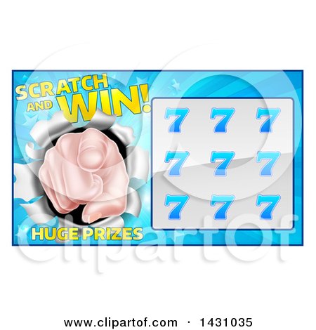 Clipart of a Scratch and Win Lottery Card with a Pointing Finger - Royalty Free Vector Illustration by AtStockIllustration