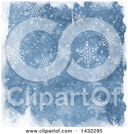 Clipart of a Blue Watercolor Snowflake Background - Royalty Free Vector Illustration by KJ Pargeter