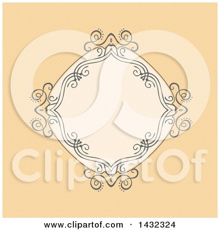 Clipart of a Blank Frame over a Retro Pastel Orange Background - Royalty Free Vector Illustration by KJ Pargeter