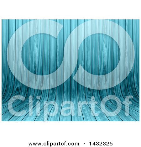 Clipart of a Blue Curved Wood Background - Royalty Free Illustration by KJ Pargeter