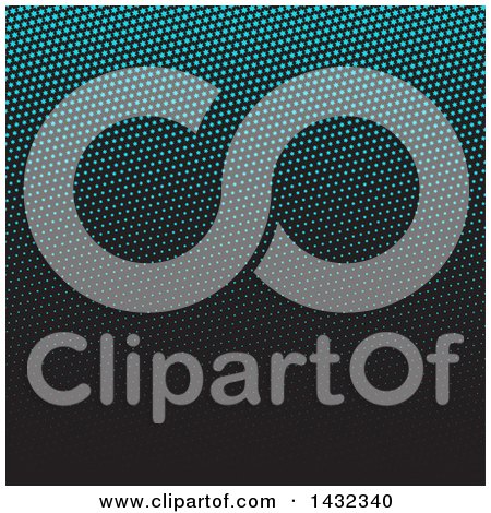 Clipart of a Background of Blue Halftone Stars on Black - Royalty Free Vector Illustration by KJ Pargeter